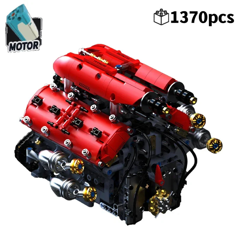 Technical V8 Engine Model – 1370PCS Motorized Building Blocks - Main Image | TheBrickTube