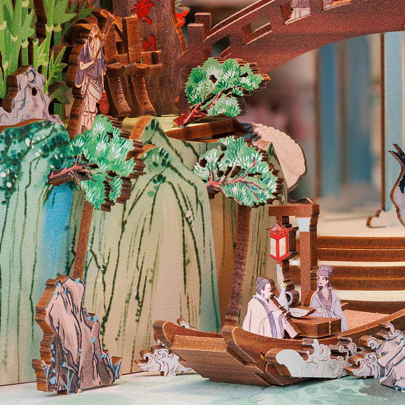 Chinese Style Book Nook DIY Kit – Wooden Miniature House with Light & Dust Cover - Image 6 of 7 | TheBrickTube