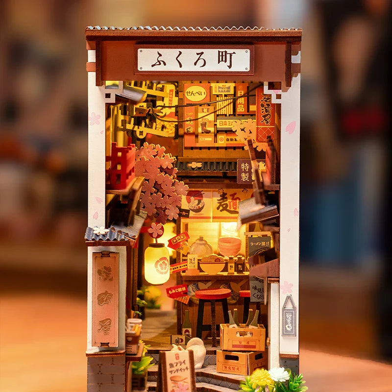 Japanese Sakura Wine Alley Book Nook – 3D Wooden DIY Puzzle for Bookshelf Decor - Image 2 of 7 | TheBrickTube