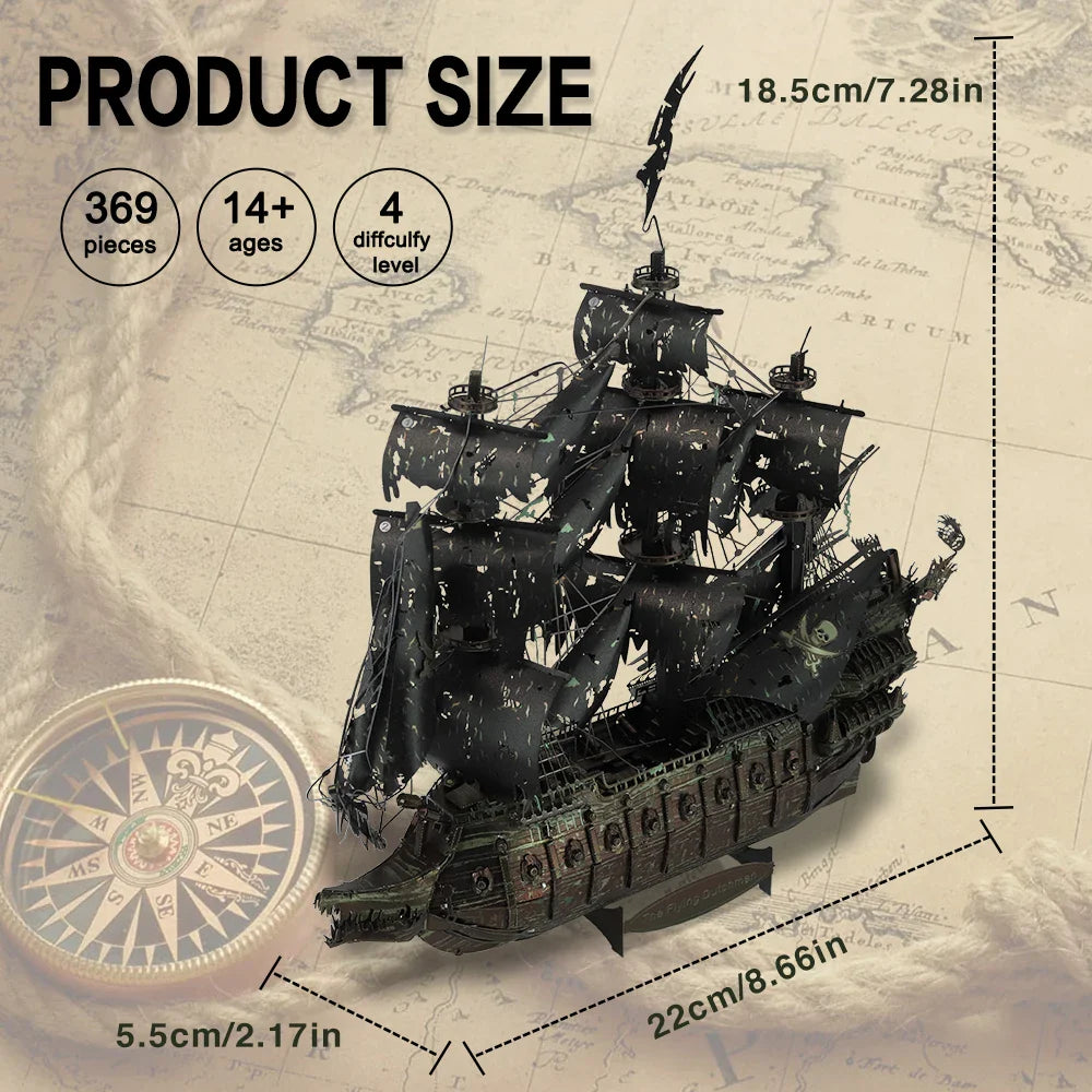 Ghost Pirate Ship 3D Metal Puzzle – DIY Assembly Model Kit for Display & Collect - Image 5 of 5 | TheBrickTube