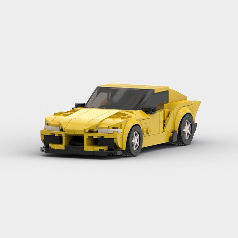Toyota Supra GR|Yellow brick model - rear angle view - TheBrickTube