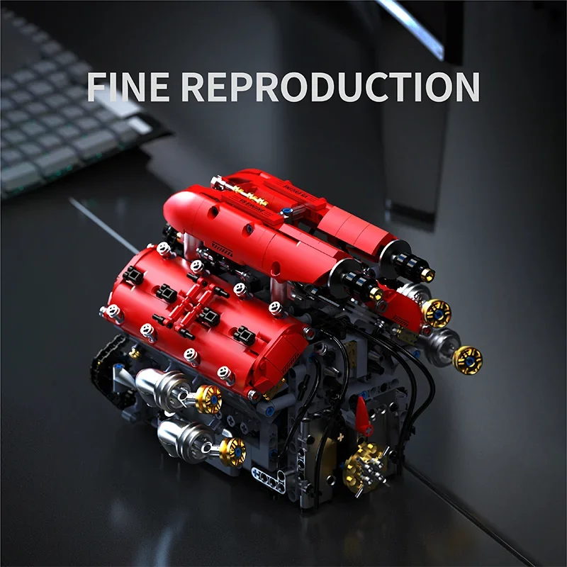 Technical V8 Engine Model – 1370PCS Motorized Building Blocks - Image 3 of 7 | TheBrickTube