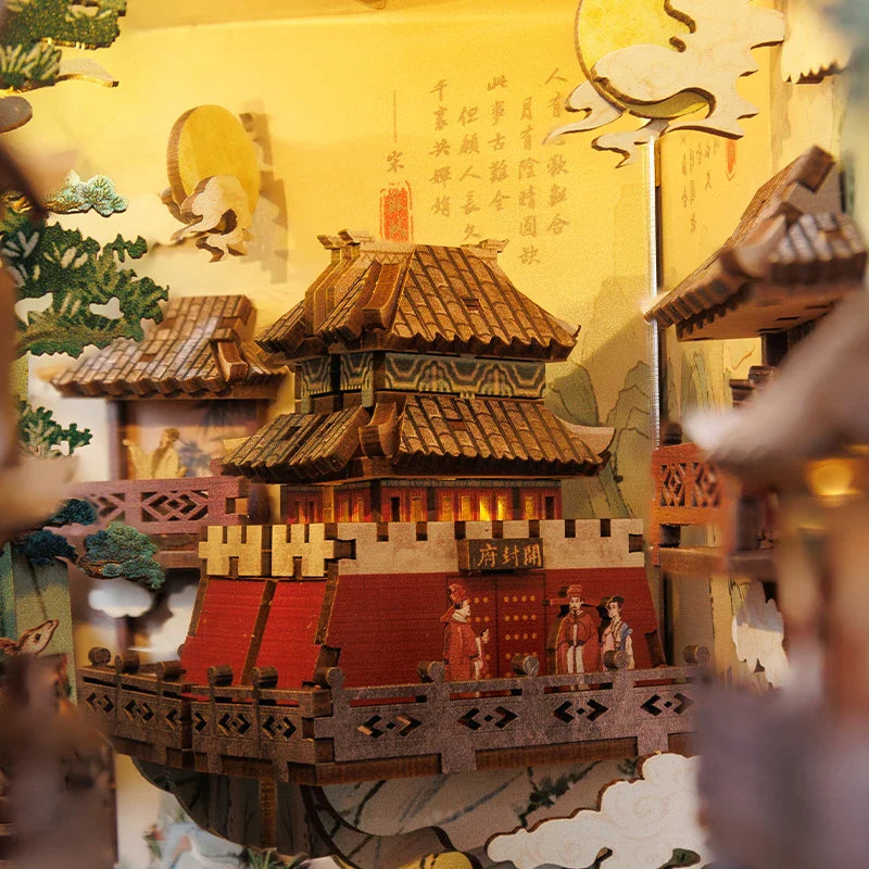 Chinese Style Book Nook DIY Kit – Wooden Miniature House with Light & Dust Cover - Image 3 of 7 | TheBrickTube