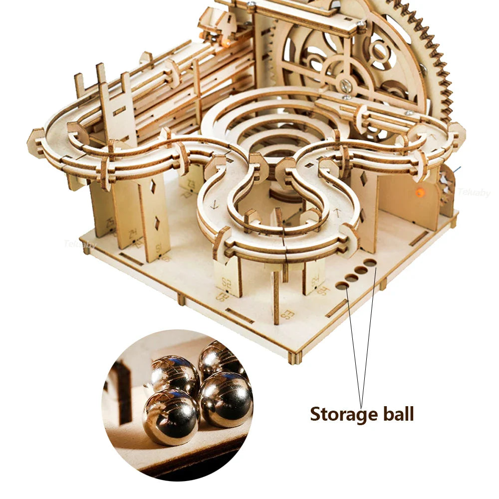 3D Wooden Marble Run – Mechanical Ball Track DIY Model Kit - Image 7 of 8 | TheBrickTube