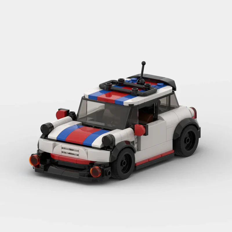 Mini Cooper S / JCW White brick model - front angle view - TheBrickTube