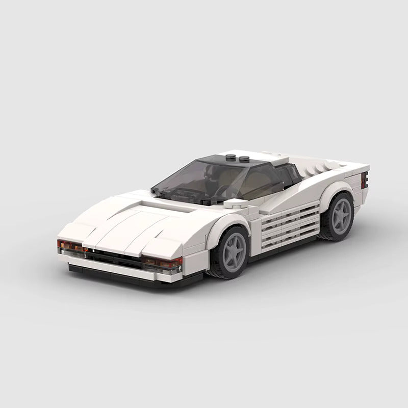 Ferrari Testarossa brick model - front angle view - TheBrickTube