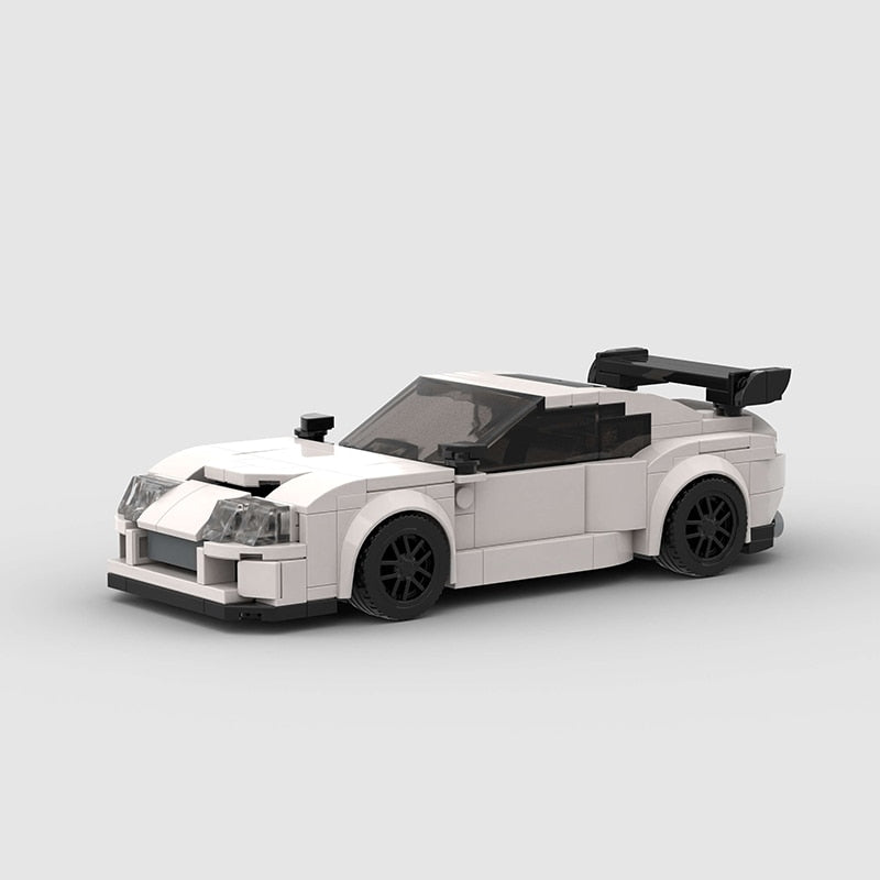 Toyota Supra MK4 brick model - front angle view - TheBrickTube