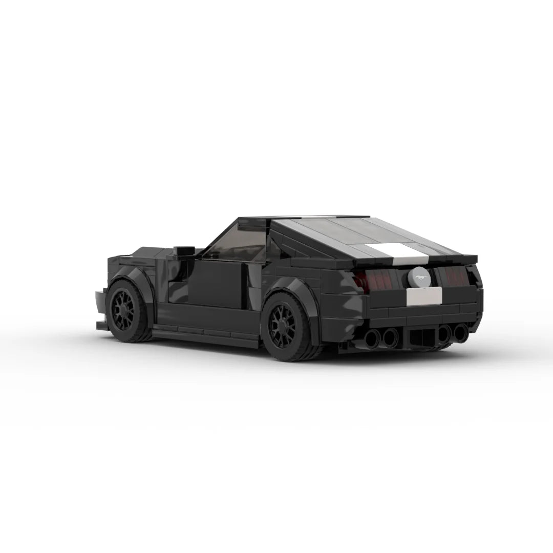 Ford Mustang GT|Black brick model - side profile view - TheBrickTube