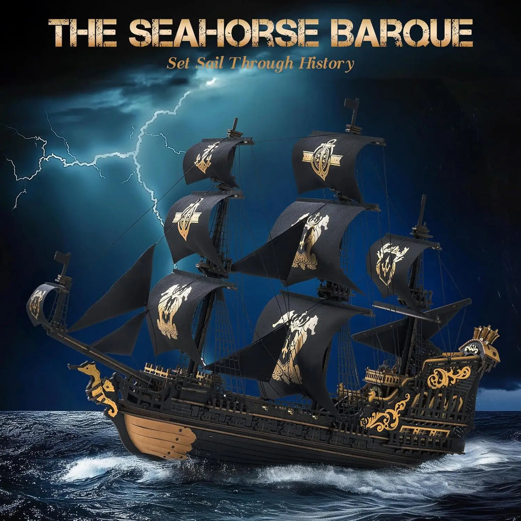 3D Wooden Sailing Ship Puzzle – Seahouse Barque Model DIY Kit Home Desk Decorati - Image 2 of 6 | TheBrickTube