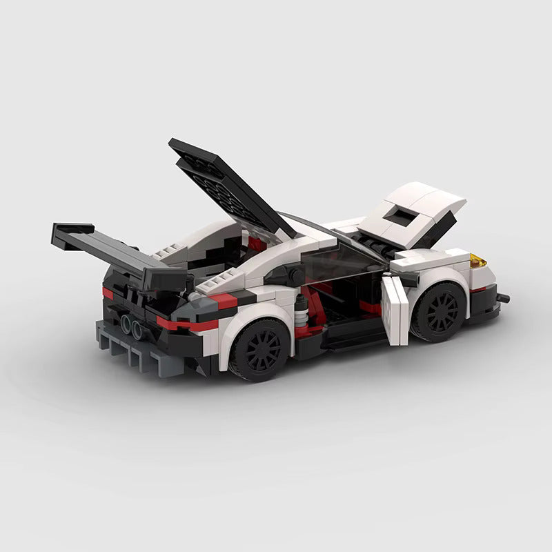 Porsche 911 GT3 RSR brick model - rear angle view - TheBrickTube