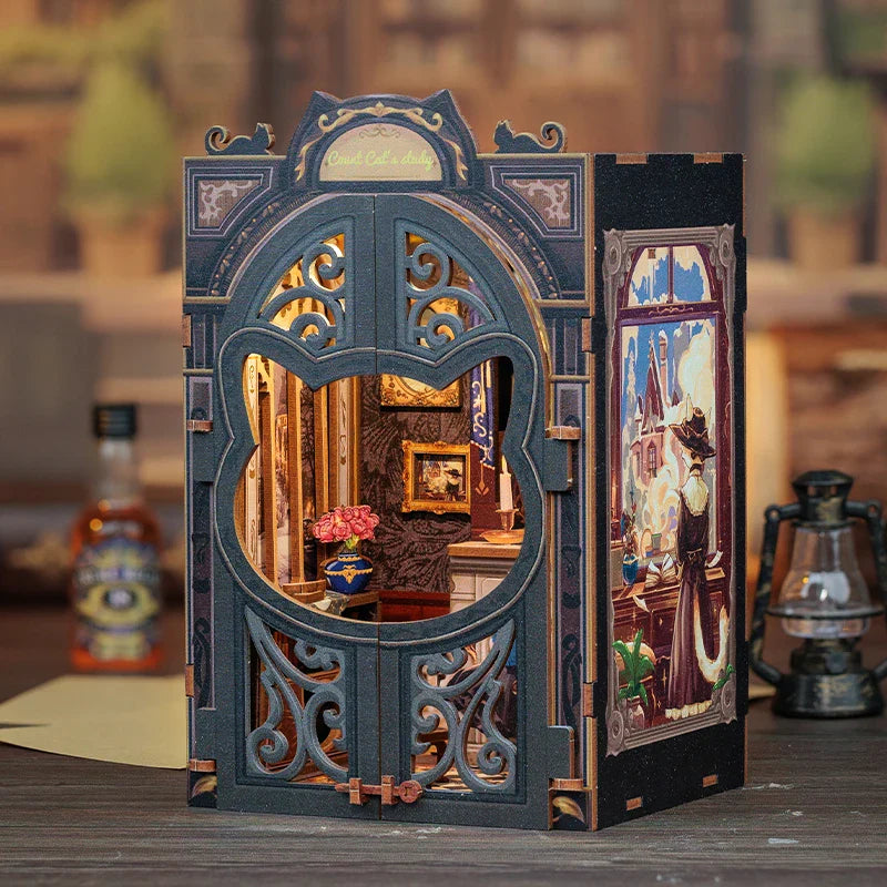 DIY Book Nook Miniature House Kit – LED Wooden Bookshelf Insert - Image 7 of 10 | TheBrickTube