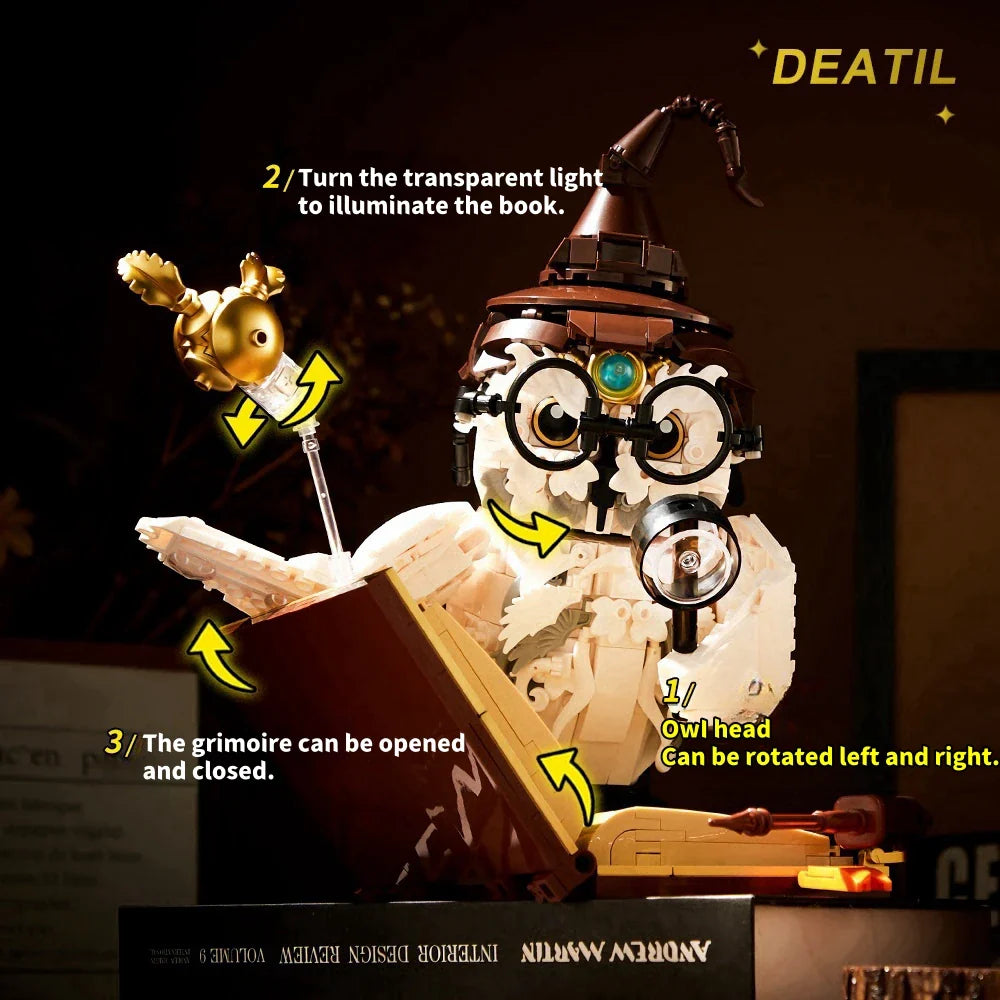 Magical Owl Doctor Building Blocks – Light-Up Book Model 074 - Image 3 of 7 | TheBrickTube