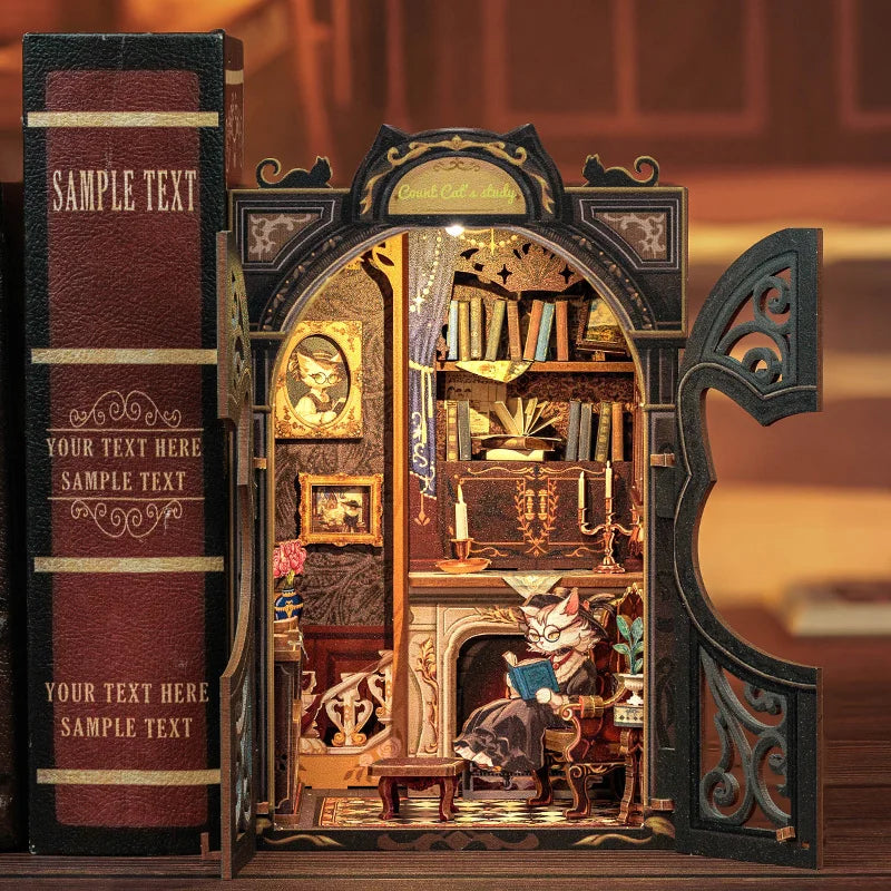 DIY Book Nook Miniature House Kit – LED Wooden Bookshelf Insert - Image 8 of 10 | TheBrickTube