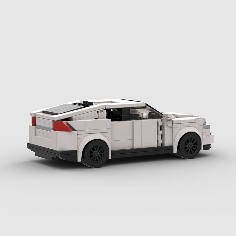 Tesla Model X brick model - side profile view - TheBrickTube
