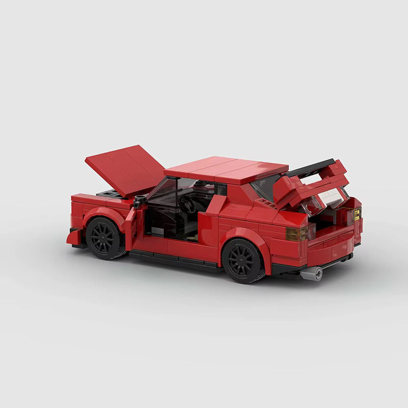 BMW M3 E30|Red brick model - rear angle view - TheBrickTube