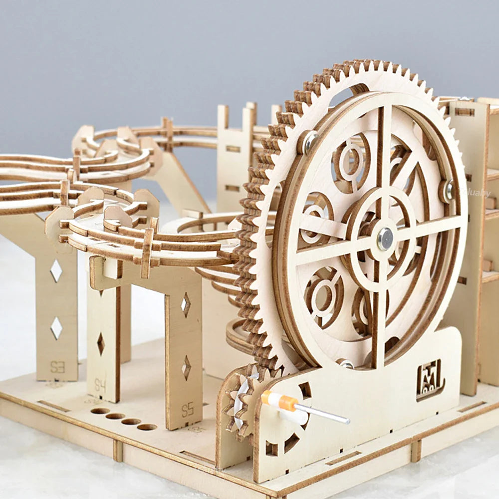 3D Wooden Marble Run – Mechanical Ball Track DIY Model Kit - Image 3 of 8 | TheBrickTube