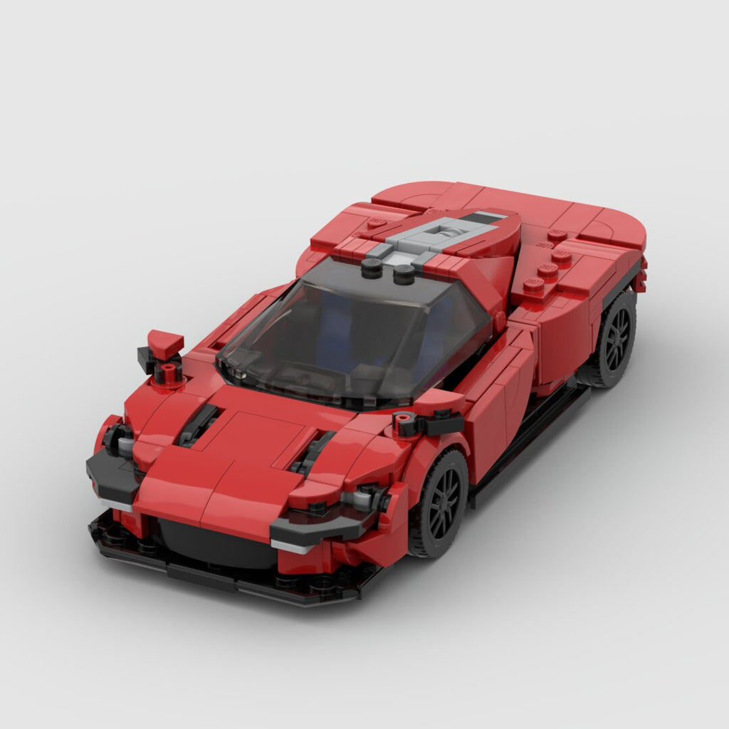 Ferrari Daytona SP3 brick model - front angle view - TheBrickTube