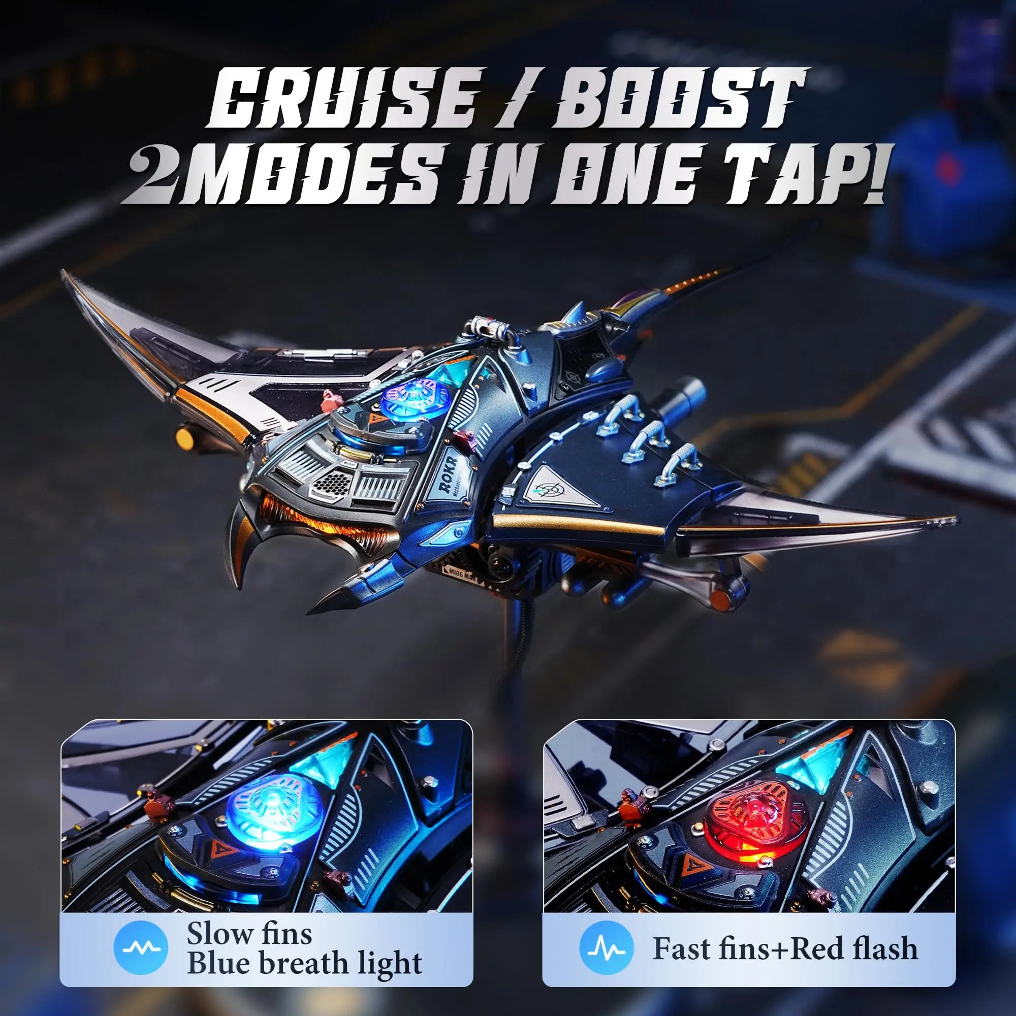 Mechanical Manta Ray 3D Puzzle – Cyberpunk DIY Model Kit Desktop Decor for Adult - Image 3 of 5 | TheBrickTube