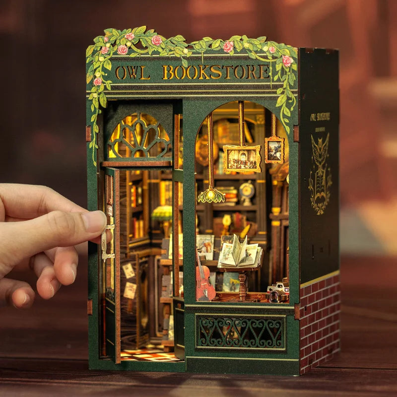 DIY Book Nook Miniature House Kit – LED Wooden Bookshelf Insert - Image 3 of 10 | TheBrickTube