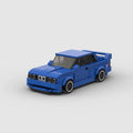 Bmw M3 E30 Blue brick model - front angle view - TheBrickTube