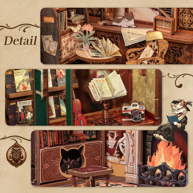 DIY Book Nook Miniature House Kit – LED Wooden Bookshelf Insert - Image 6 of 10 | TheBrickTube