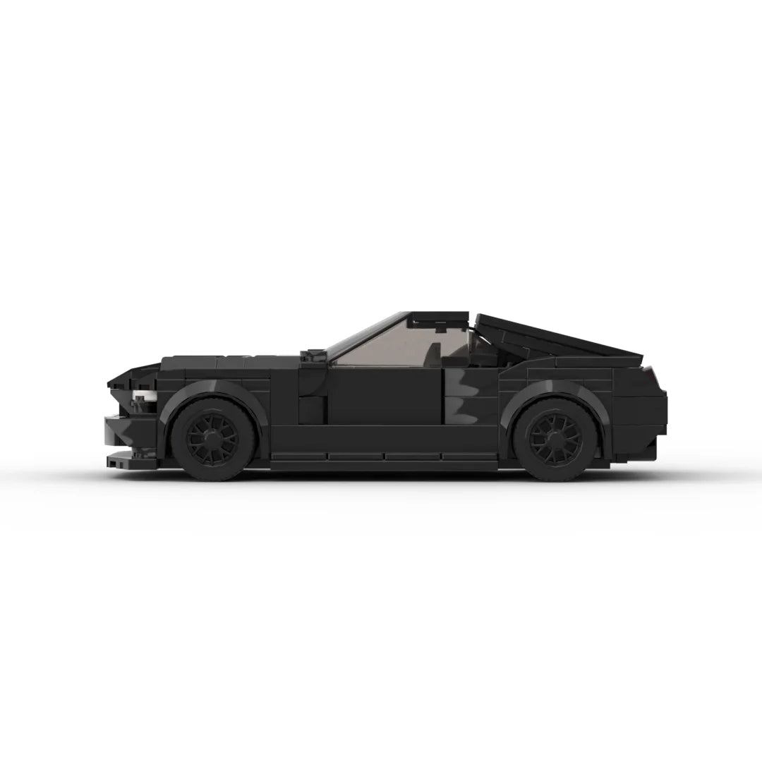 Ford Mustang GT|Black brick model - rear angle view - TheBrickTube