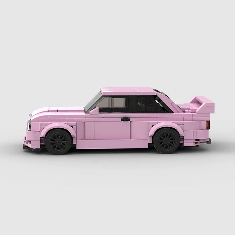 BMW M3 E30|Pink brick model - rear angle view - TheBrickTube