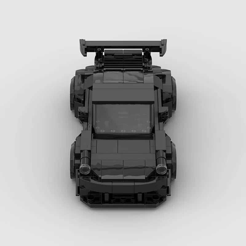 Porsche 911 930 RWB Black brick model - detail close-up - TheBrickTube