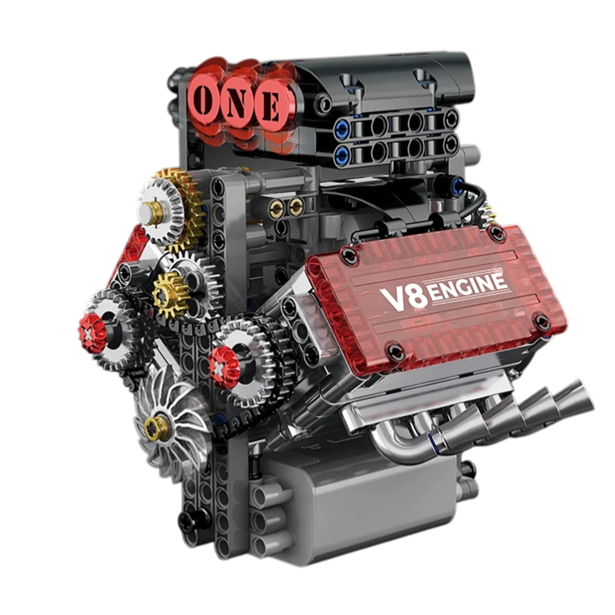 V8 Engine Motorized Building Blocks – Electric Simulation Mechanical Model 048 - Main Image | TheBrickTube