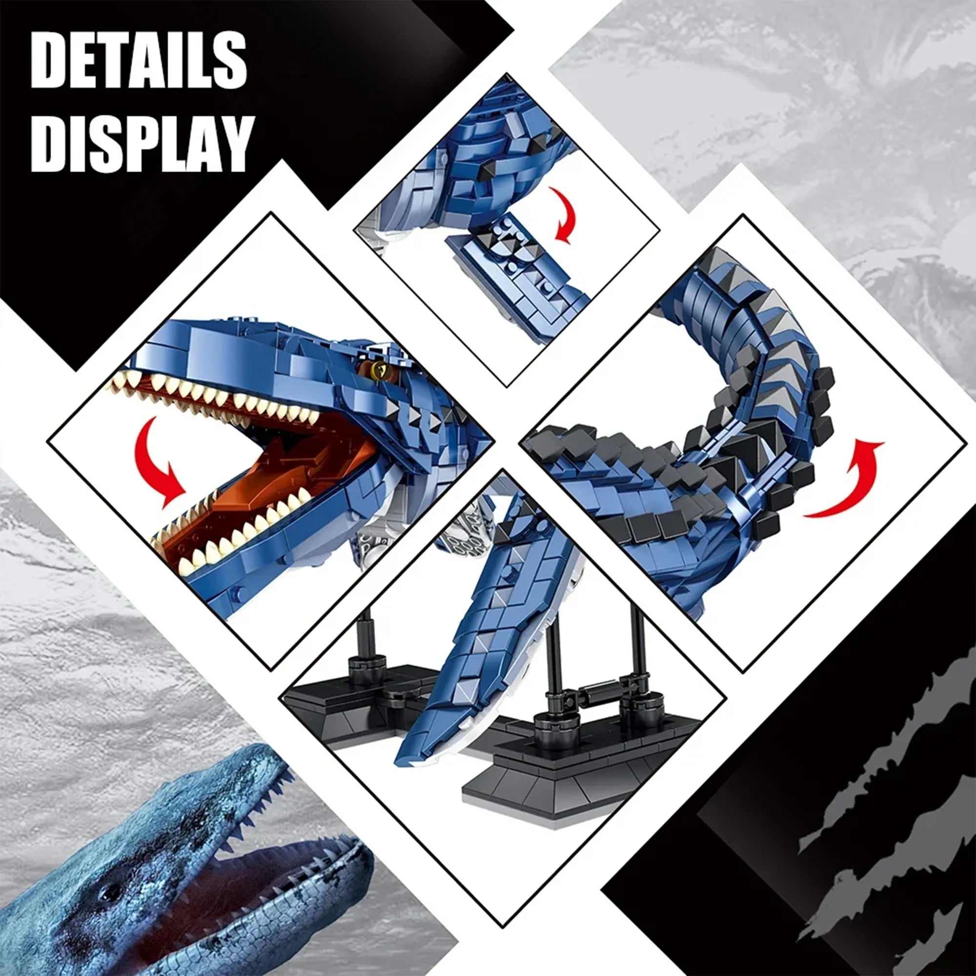 Dinosaur World Building Blocks – T-Rex & Mosasaurus DIY Models 023 - Image 4 of 16 | TheBrickTube