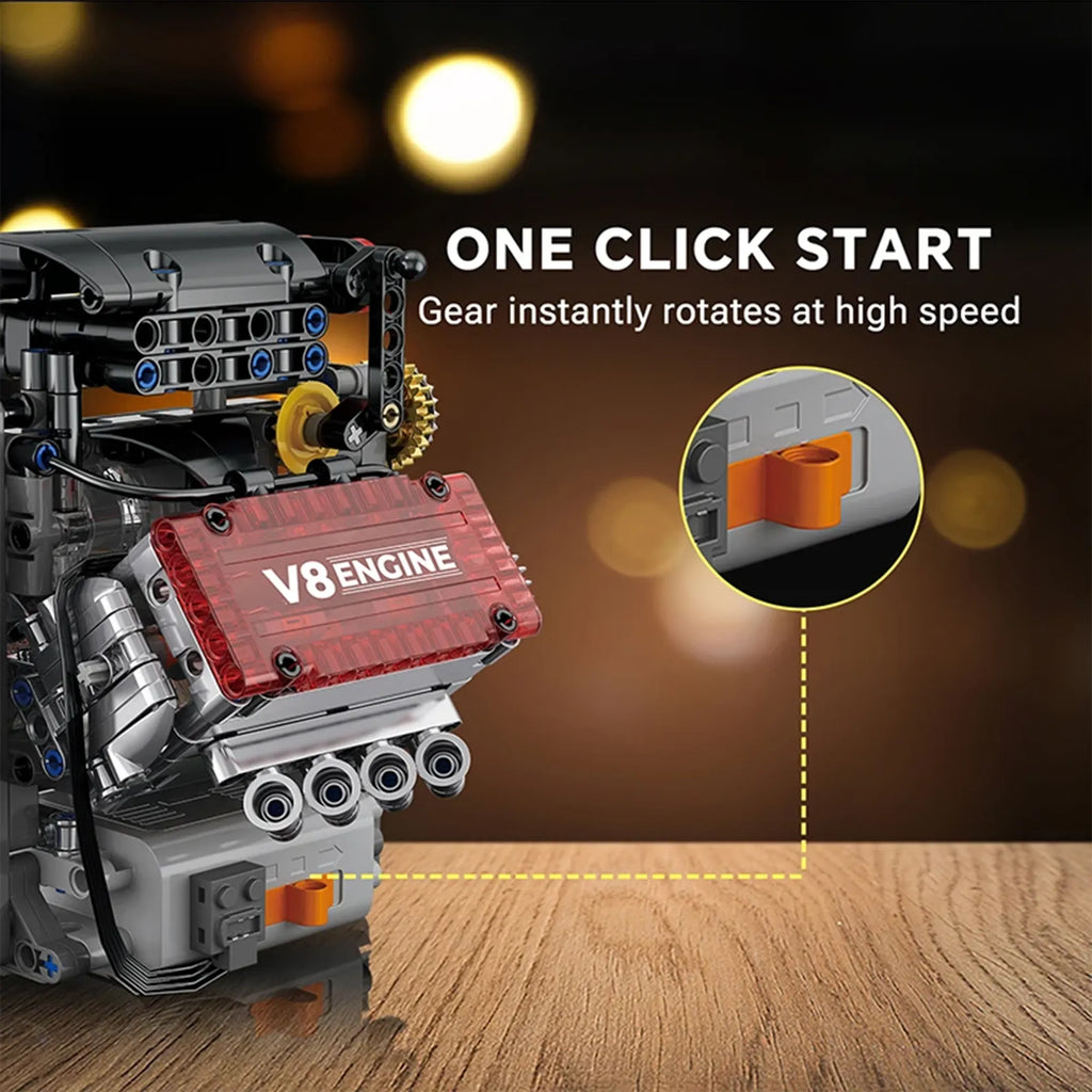 V8 Engine Motorized Building Blocks – Electric Simulation Mechanical Model 048 - Image 4 of 5 | TheBrickTube