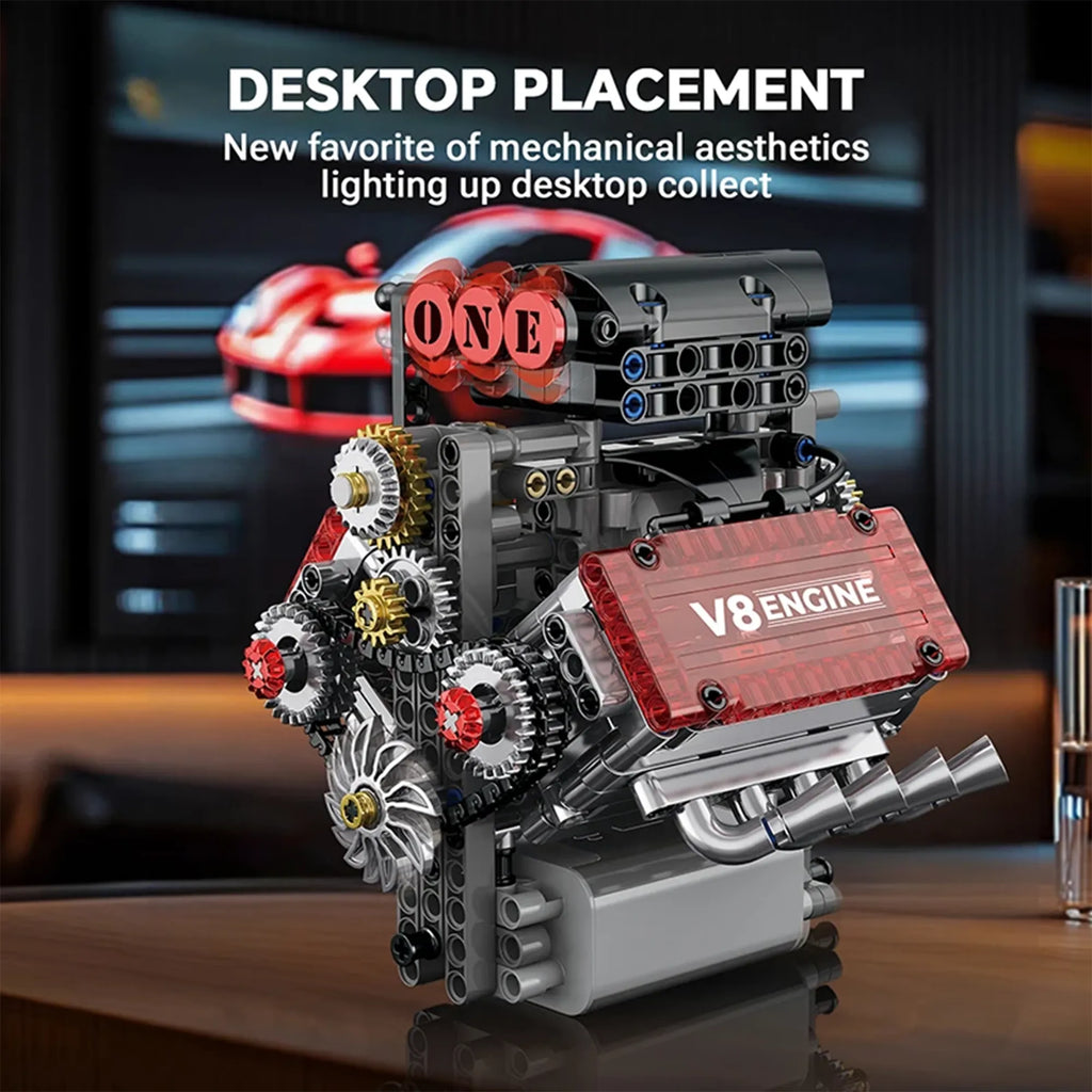 V8 Engine Motorized Building Blocks – Electric Simulation Mechanical Model 048 - Image 2 of 5 | TheBrickTube