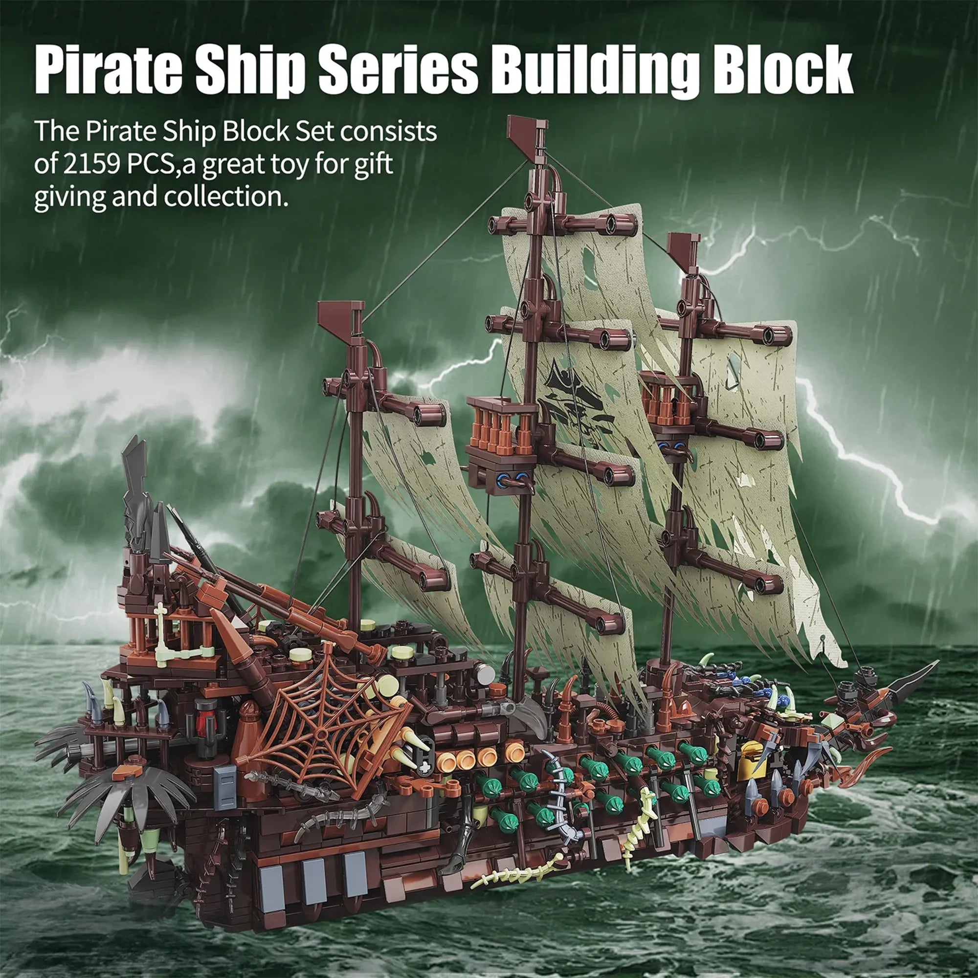 Light-Up Pirate Ship Building Blocks – 2159 PCS Model 046 - Image 4 of 8 | TheBrickTube