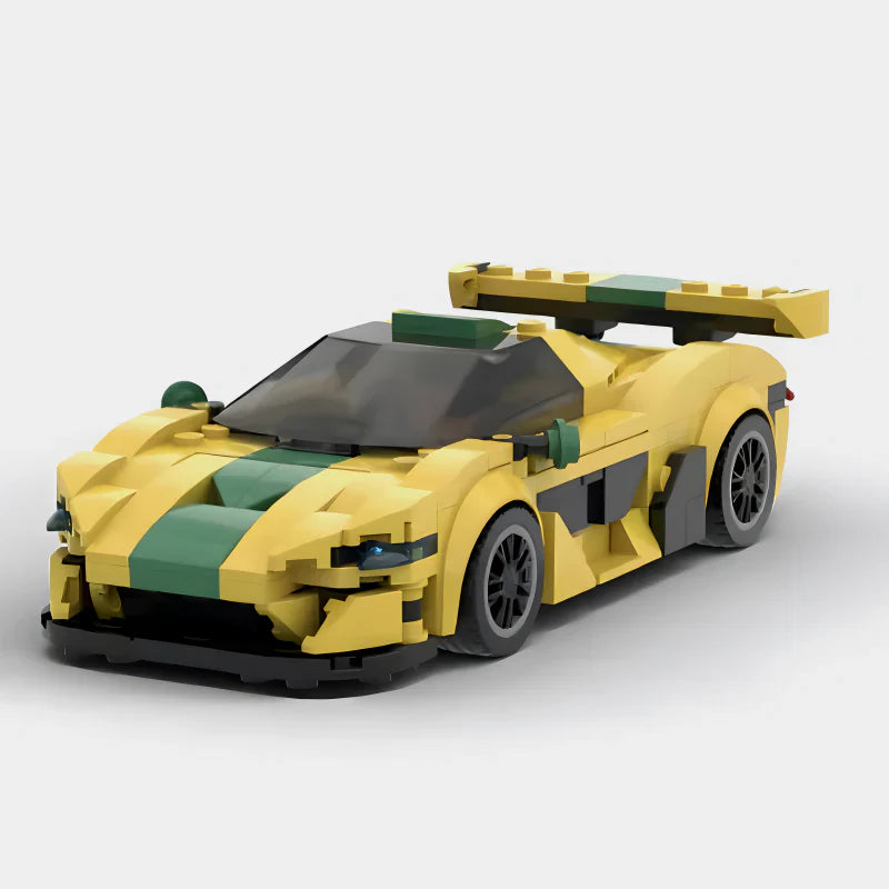 Mclaren P1 GTR brick model - front angle view - TheBrickTube