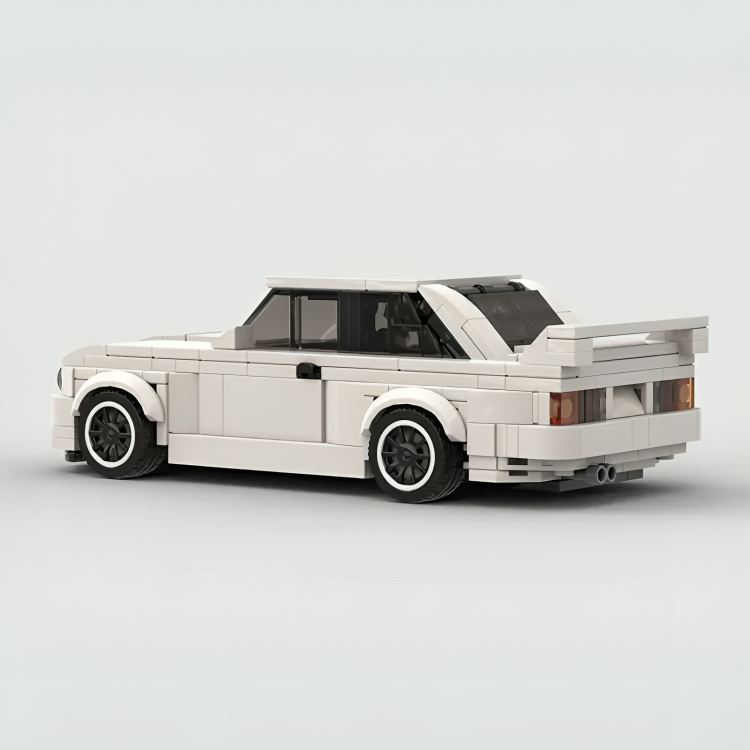 BMW M3 E30|White brick model - side profile view - TheBrickTube