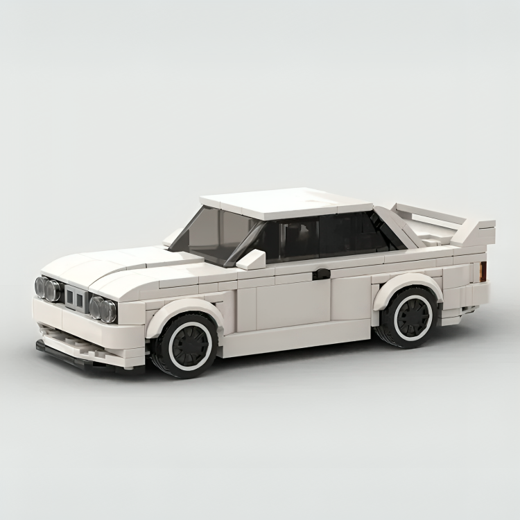BMW M3 E30|White brick model - rear angle view - TheBrickTube
