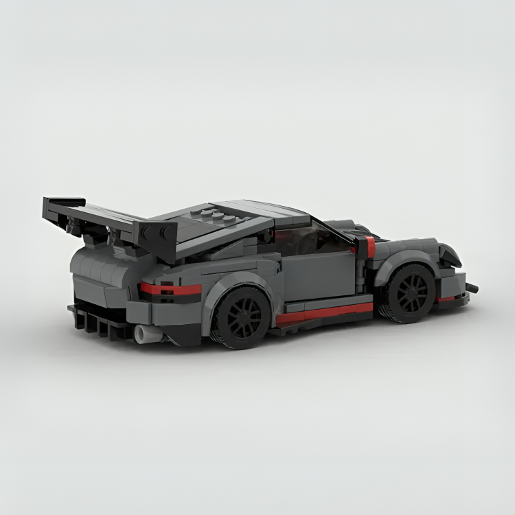 Porsche 911 GT3RS|Grey brick model - side profile view - TheBrickTube