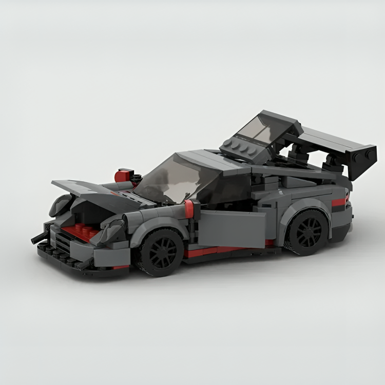 Porsche 911 GT3RS|Grey brick model - rear angle view - TheBrickTube