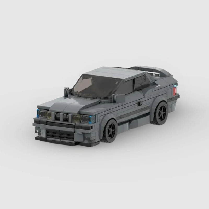 BMW M3 E36|Dark Grey brick model - front angle view - TheBrickTube