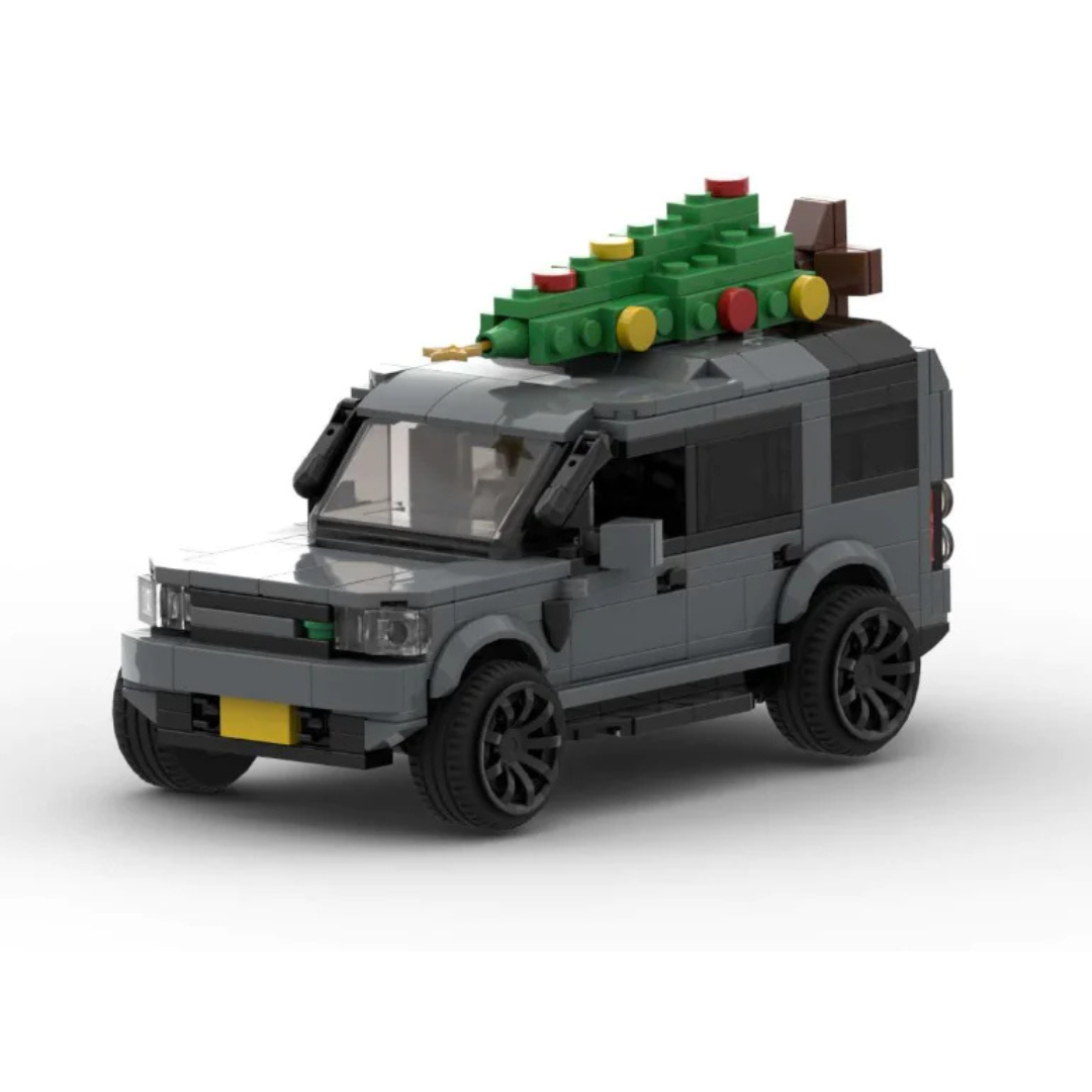 Land Rover Discovery 3/4|Christmas Edition brick model - front angle view - TheBrickTube
