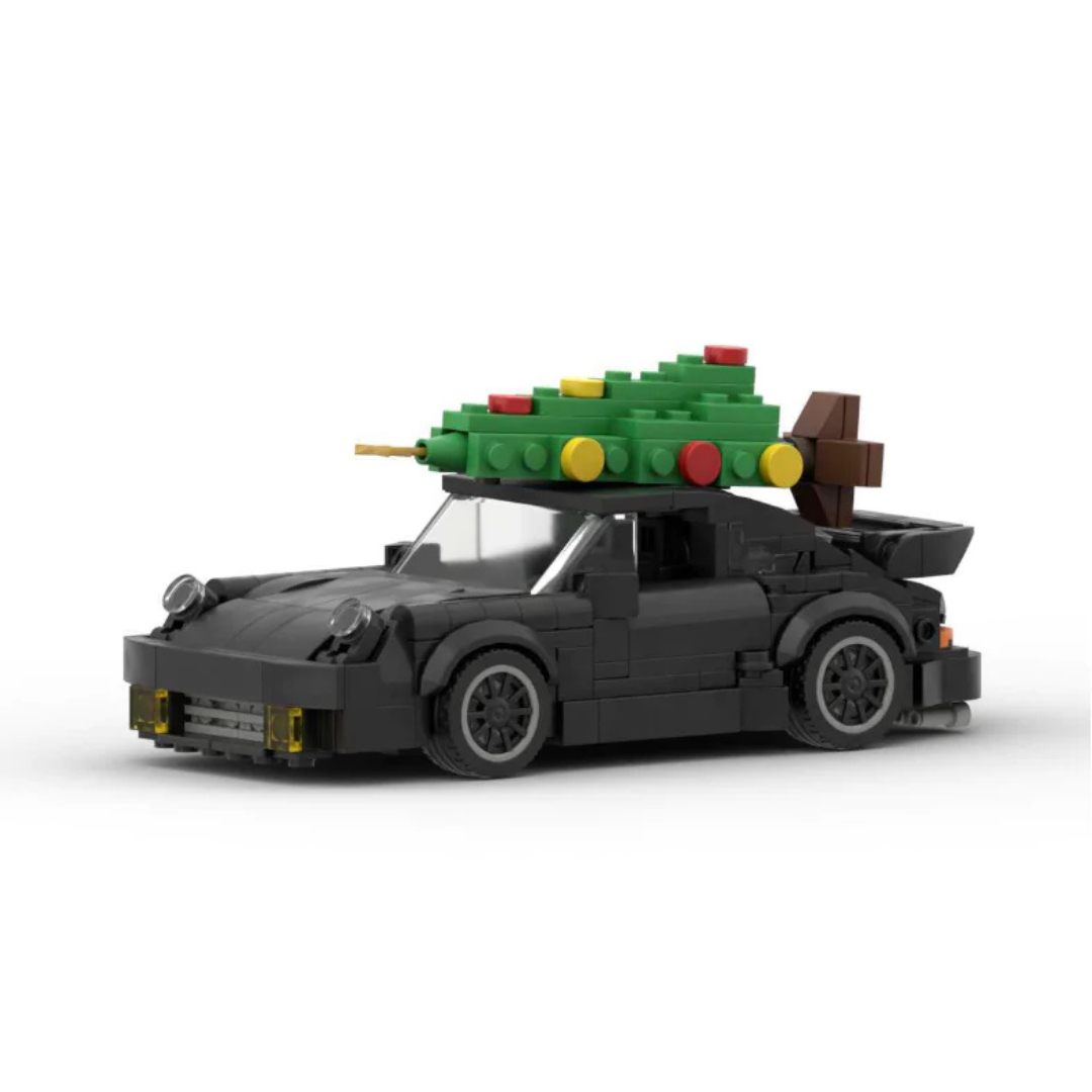 Porsche 911|Christmas Edition brick model - front angle view - TheBrickTube