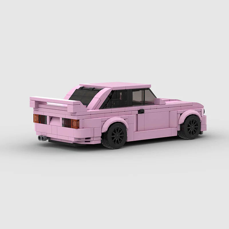 BMW M3 E30|Pink brick model - side profile view - TheBrickTube