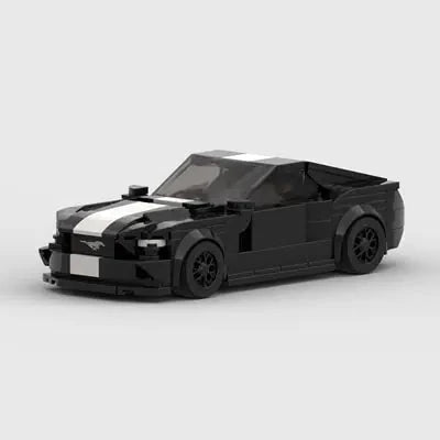 Ford Mustang GT|Blue brick model - display view - TheBrickTube