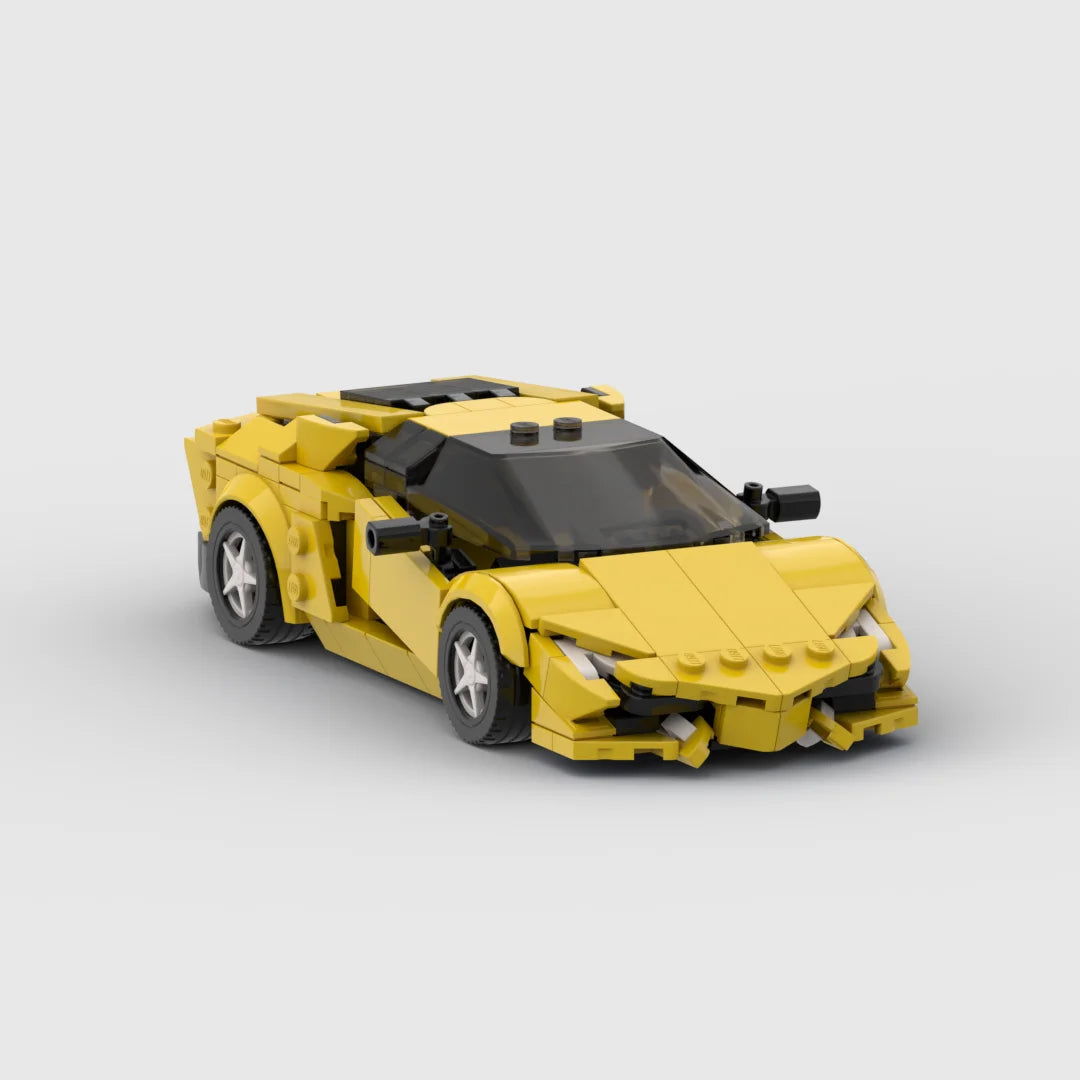 Lamborghini Aventador|Yellow brick model - display view - TheBrickTube