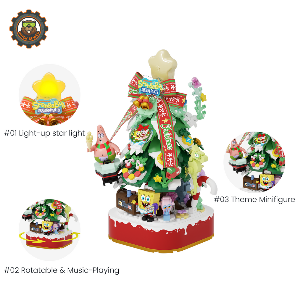SpongeBob Christmas Tree + 2 Sandy Christmas Ornament - Image 2 of 13 | TheBrickTube