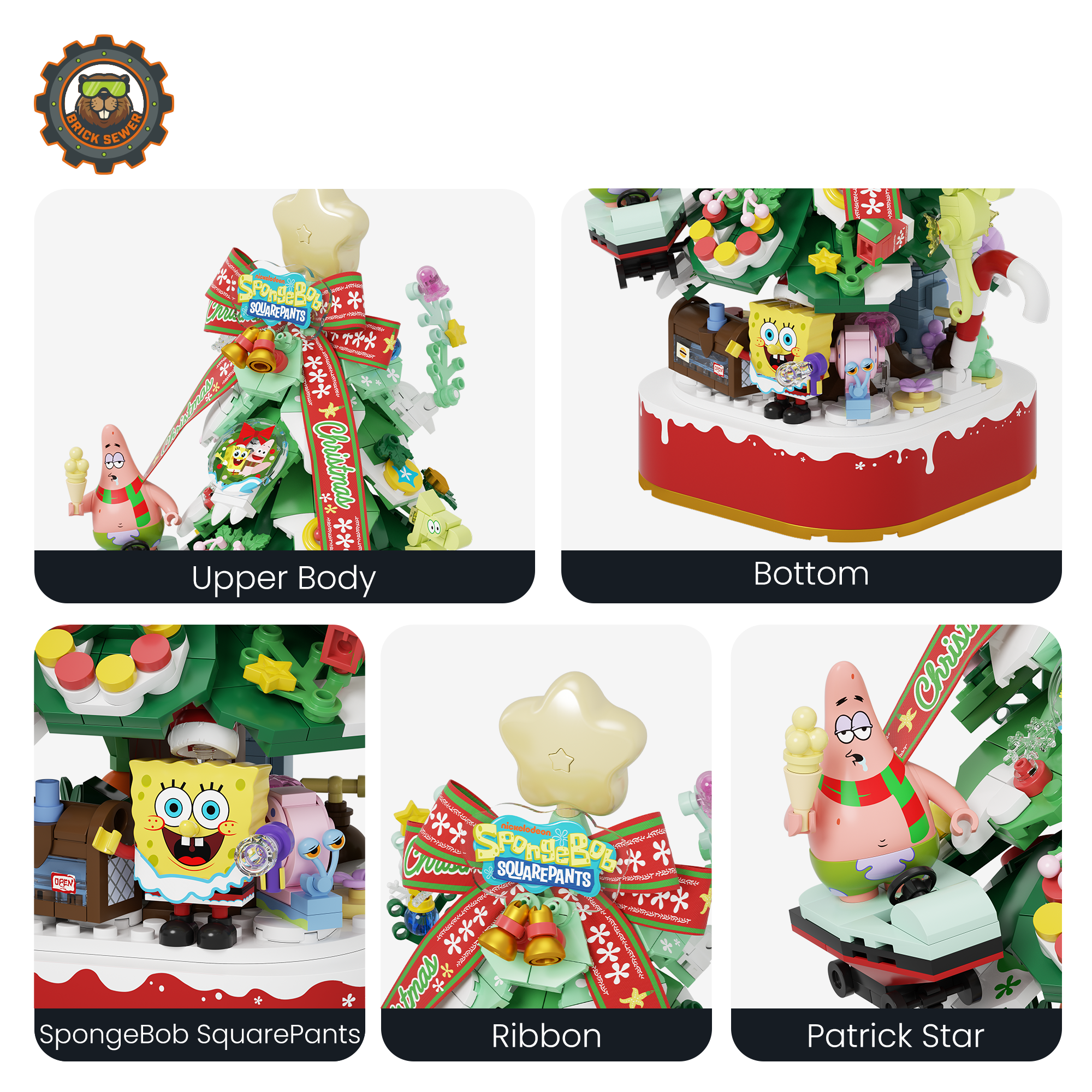 SpongeBob Christmas Tree + 2 Sandy Christmas Ornament - Image 4 of 13 | TheBrickTube