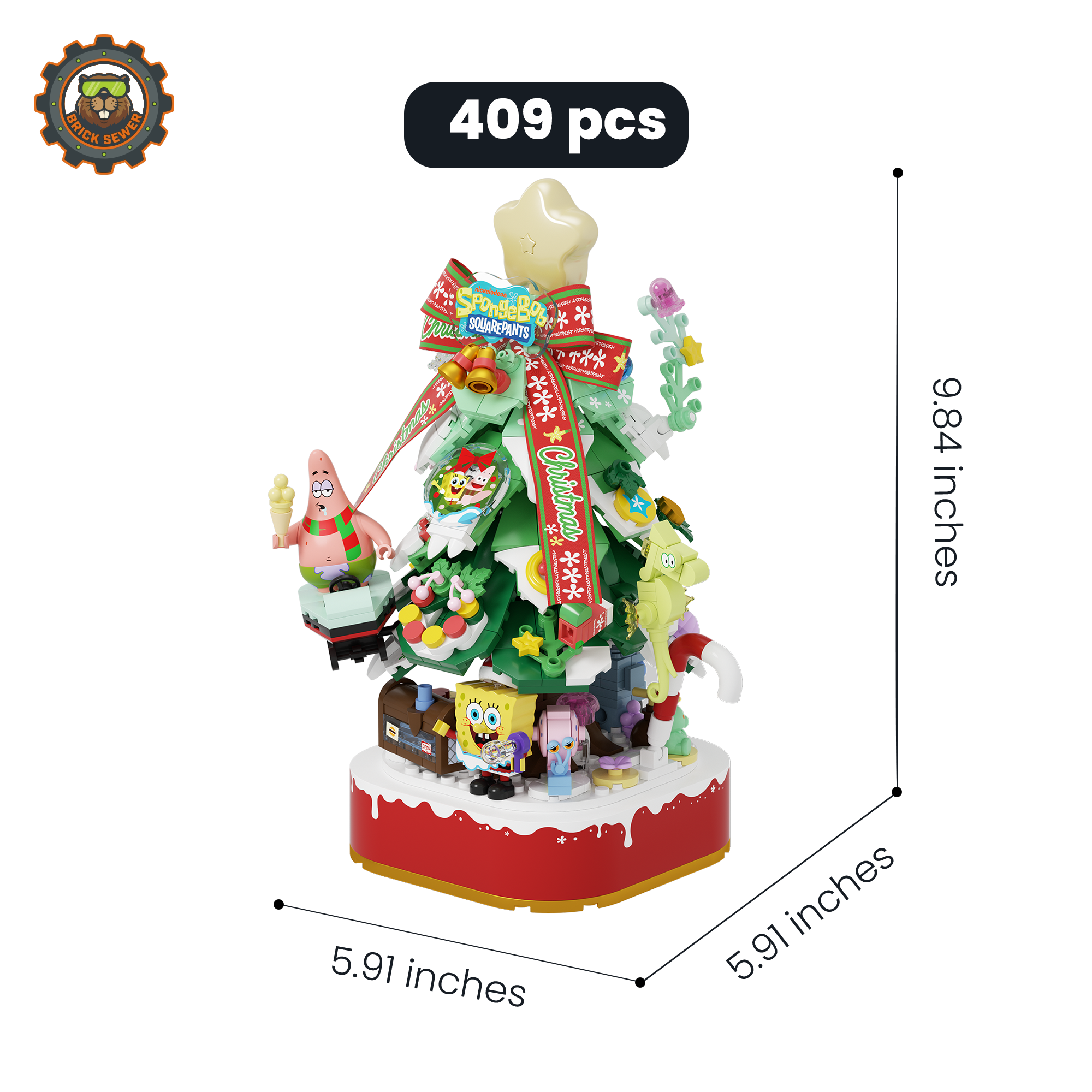 SpongeBob Christmas Tree + 1 Sandy Christmas Ornament - Image 3 of 14 | TheBrickTube