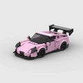 Porsche 911 GT3RS|Pink brick model - front angle view - TheBrickTube