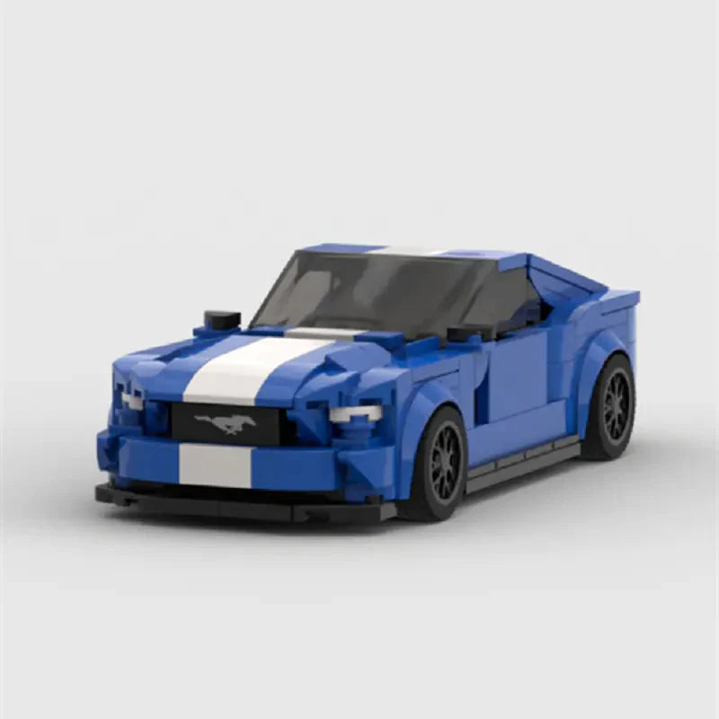 Ford Mustang GT|Blue brick model - detail close-up - TheBrickTube