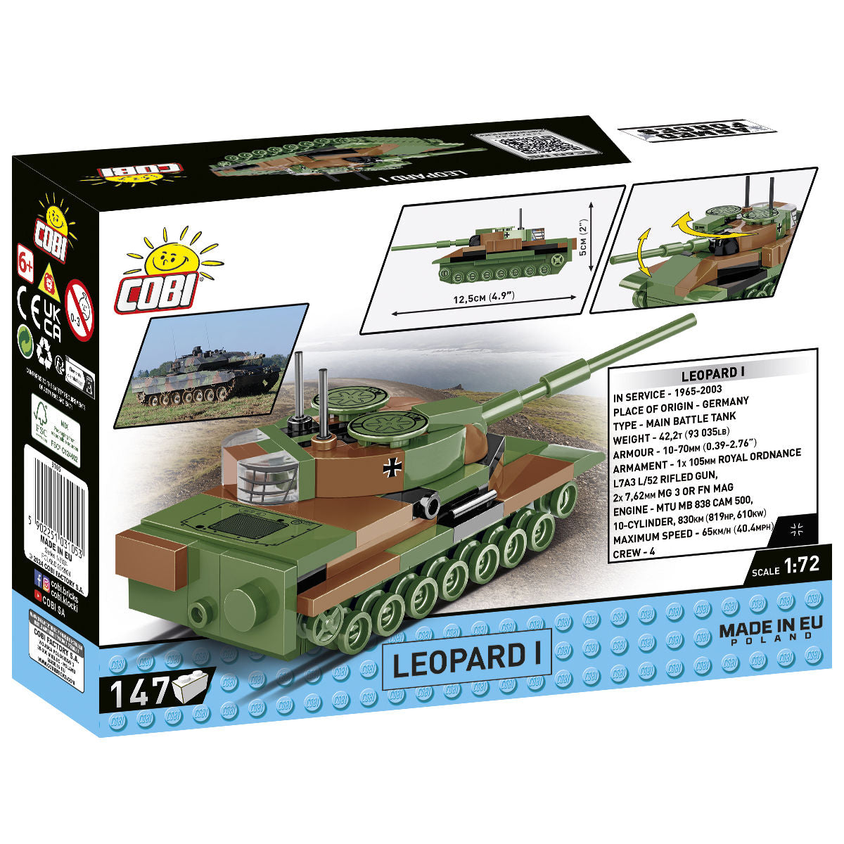 Leopard I Tank 1:72 Scale Building Set - Image 2 of 6 | TheBrickTube